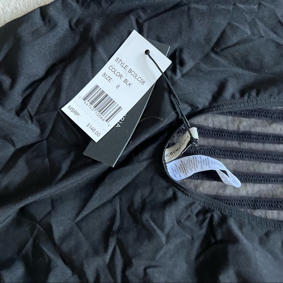 Nwt BCBGMAXAZRIA Women's Standard High Neck Mio Black One Piece Swimsuit size 8 - Picture 4 of 4